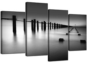 Large Black White Living Room Canvas Wall Art Pictures Prints XL 4085