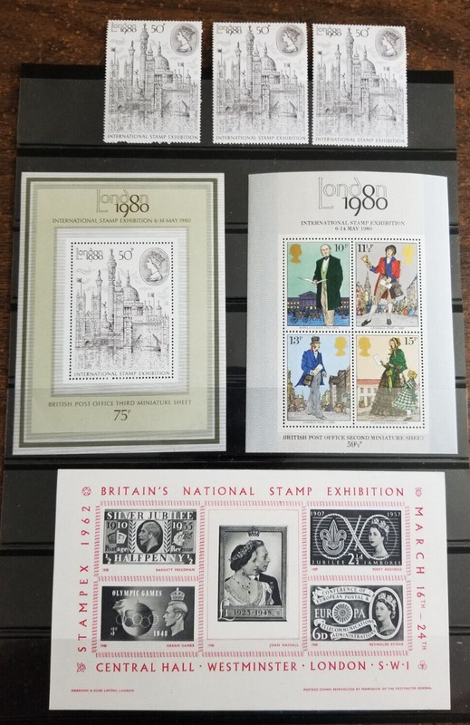 U.K. 3 Souvenir Sheets and 3 same singles(1962/1980)