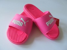 Puma Cool Cat Youth Girls Slide Flip Flop Knockout Pink White Puma Logo NWT