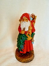 Statuina Babbo Natale con sacchetto di giocattoli, ben dettagliata, aspetto intagliato in legno