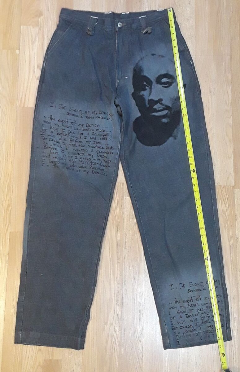 Makaveli Brand Jeans Tupac HIP HOP Men's 34x34 2Pac Lyrics Makaveli Brand Jeans Tupac HIP HOP Men's 34x34 2Pac Lyrics