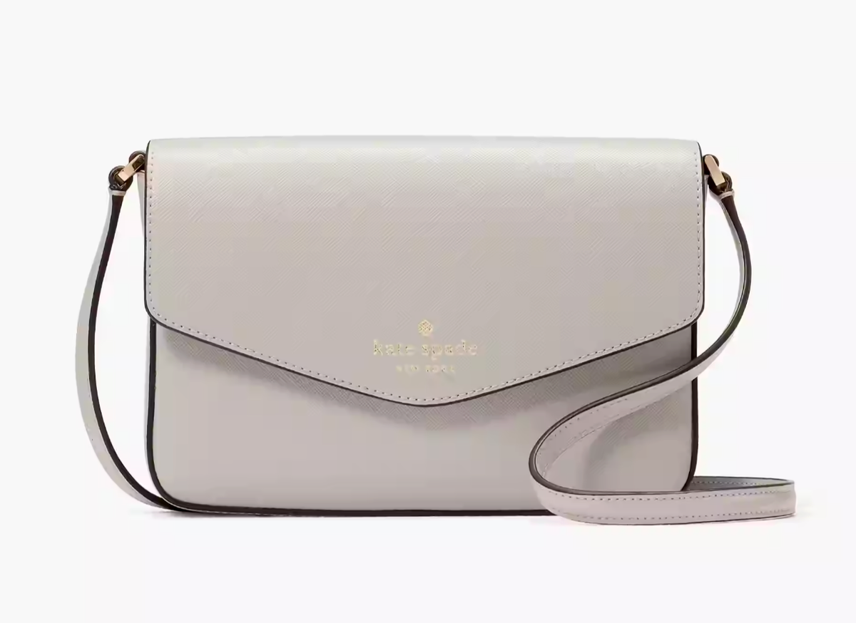 New Kate Spade Sadie Envelope Crossbody Platinum Grey with Dust