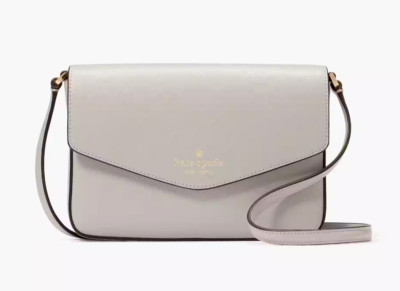 New Kate Spade Sadie Envelope Crossbody Platinum Grey with Dust