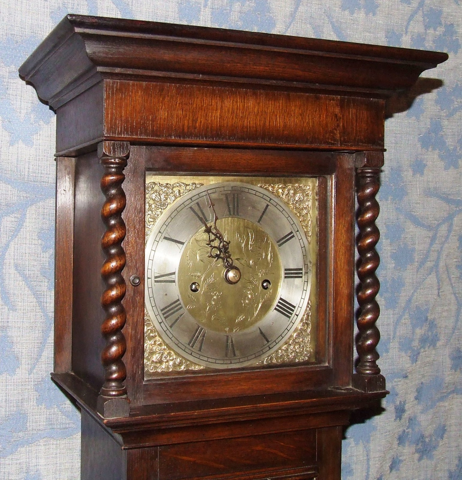 Antique Oak Grandmother / Miniature Grandfather Clock Weight Driven