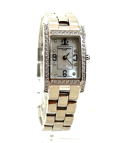 Baume & Mercier 18K White Gold Diamond MOP Dial Ladies Watch Ref 65501 50grams
