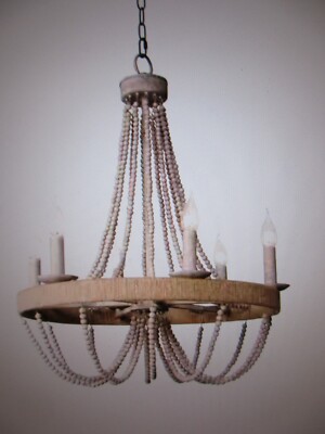 Matrix Decor 6-Light Wood Vintage Candle Chandelier