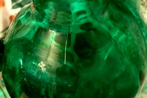 PAR (cantidad 2) JARRAS/JARRONES PONTIL sopladas a mano alzada de vidrio artístico verde pino con mango - Imagen 9 de 12