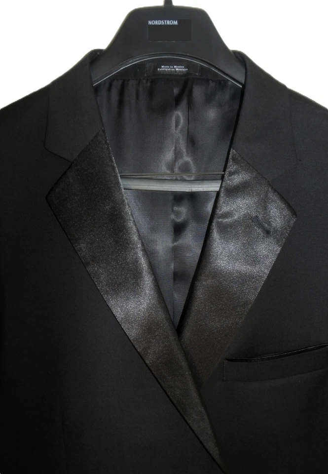 Jaqueta smoking NORDSTROM masculina Shop Tech Smart 48R 48 Reg acabamento ajuste preta nova sem etiquetas $299 - Imagem 2 de 4