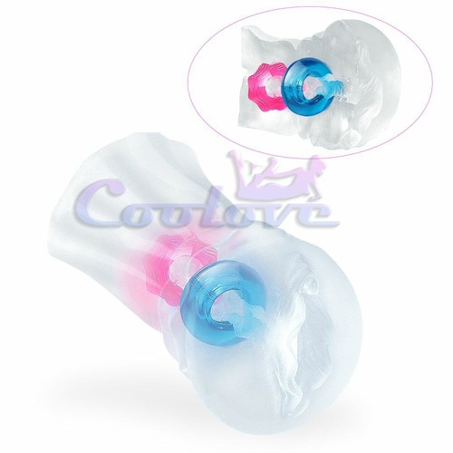 Jelly Masturbator Cup With Dual Cock Rings Masturbation Male Sex Toy for Men Gay - Picture 5 of 9