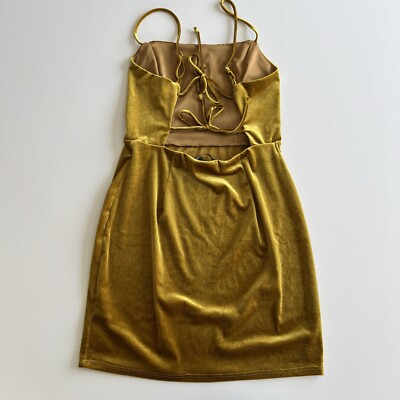 Urban Outfitters Size M Genova Bodycon Velvet Mini Dress Gold | eBay