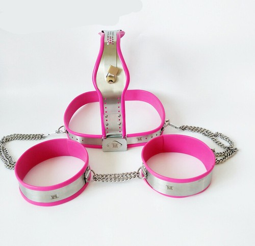 Female Stainless Steel Chastity Belt/Thigh Cuffs Bondage Device Set for Women - Picture 18 of 30