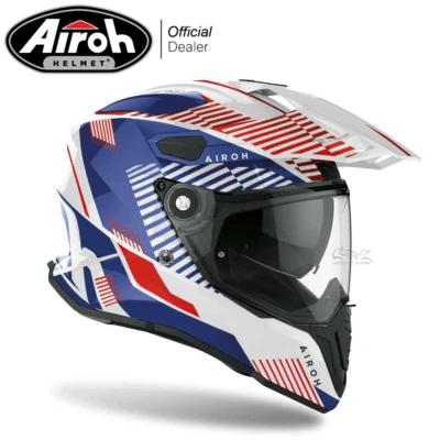 Airoh Casque On/Off COMMANDER Boost Blanc / Blue Brillant Disponible En Tailles - Photo 1/4