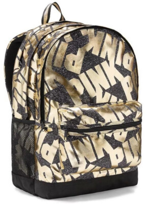 Victoria Secret PINK Campus Backpack Black & Metallic Gold  display picture 1