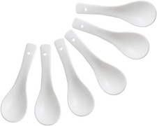 Asian Soup Spoon 5.5 inch Chinese Soup Spoons Ceramic Spoon Non-slip Bottom