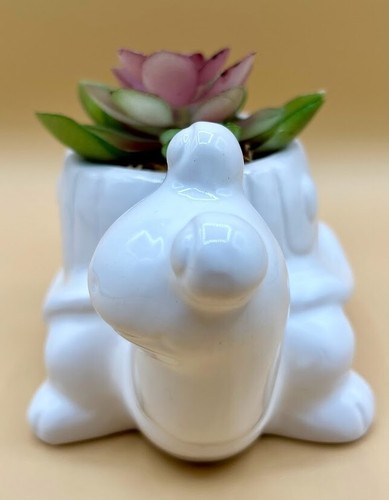 Turtle/Tortoise Planter 🐢🪴~ White Ceramic ~ Faux Succulent ~ MINT Condition! - Picture 4 of 15