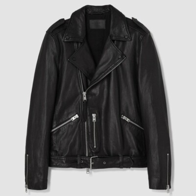 NEW AllSaints Men's Leather Jacket in Black Size S #SJ194 | eBay