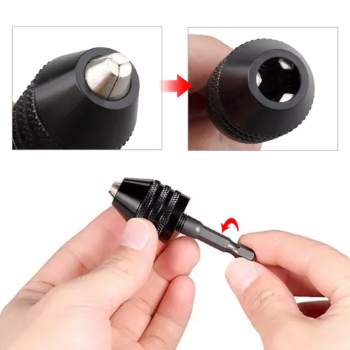 0.6-8mm 1/4" Hex Shank Keyless Drill Chuck Screwdriver Impact Driver Adaptor - Picture 5 of 10