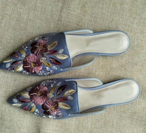 Embroidery Floral Women's Pointy Toe Slippers Flats Mules Casual Shoes Fashion - Bild 3 von 10