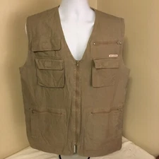 Vtg Hugo Valen Tino Mens Vest Safari Photography Fishing XL 100% Cotton Beige FS