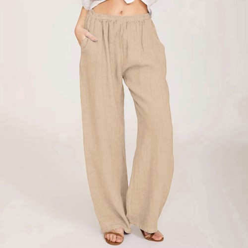Women's Casual Straight Leg Pants Solid Color Casual Long Pants With Pockets - Picture 19 of 33