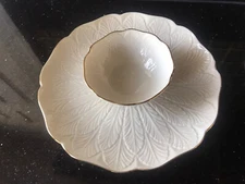 Lenox 10” Greenfield Chip and Dip Platter Bowl Gold Trim USA