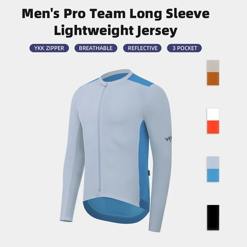 Mens Pro Cycling Jersey Long Sleeve Road Bike Shirt Breathable Tops Quick Dry - Image 4 of 4