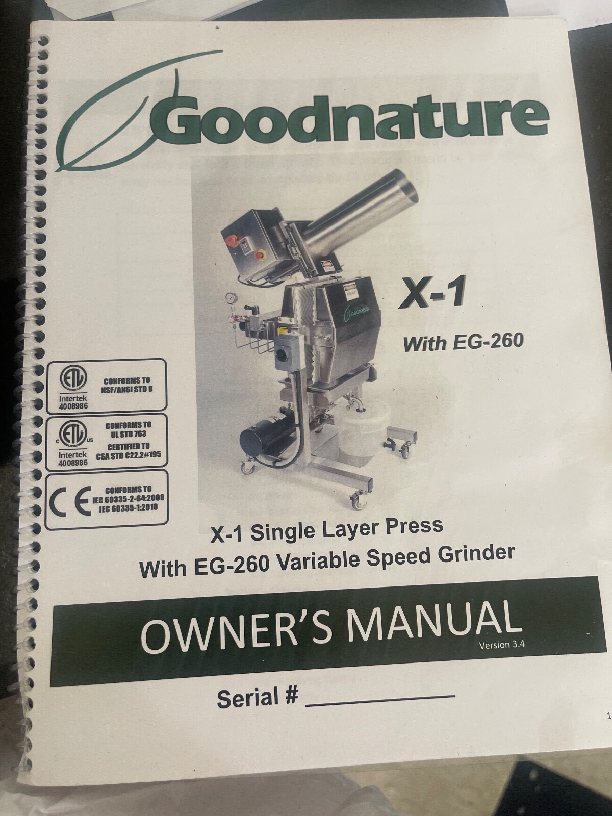 Goodnature X1 Cold Press Juicer Manufactured 2013 (110/220 Volts)