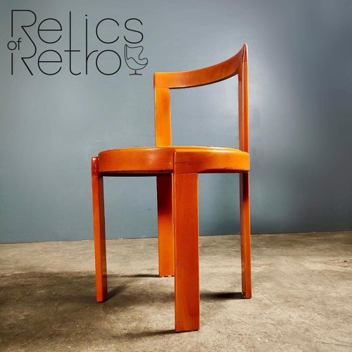 Silla de comedor Mid Century naranja y caña vintage retro MCM - Imagen 4 de 8