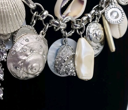 White House Black Market Necklace Semi-Precious Stones Seashell Charms - Picture 16 of 24