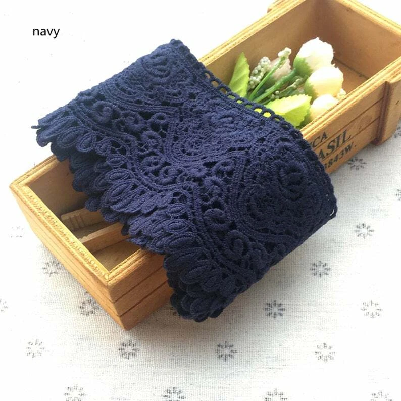 3.5" Wide Vintage Cotton Lace Crochet Embroidery Scallop Edge Sewing Trim 1 Yard - Image 3 of 4