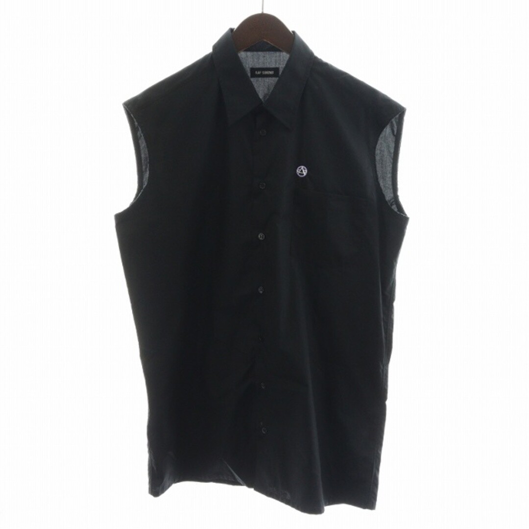 Raf Simons Shirt Sleeveless Logo Cotton 48 L Black AN9 Used Raf Simons Shirt Sleeveless Logo Cotton 48 L Black AN9 Used