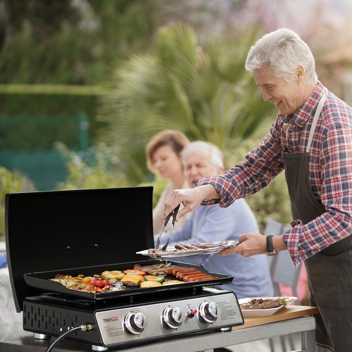 Royal Gourmet Portable 3-Burner Gas Grill Griddle with Top Hard Cover - Picture 6 of 11