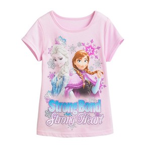 New girls licensed Disney Frozen t-shirt Anna and Elsa short sleeve crew neck
