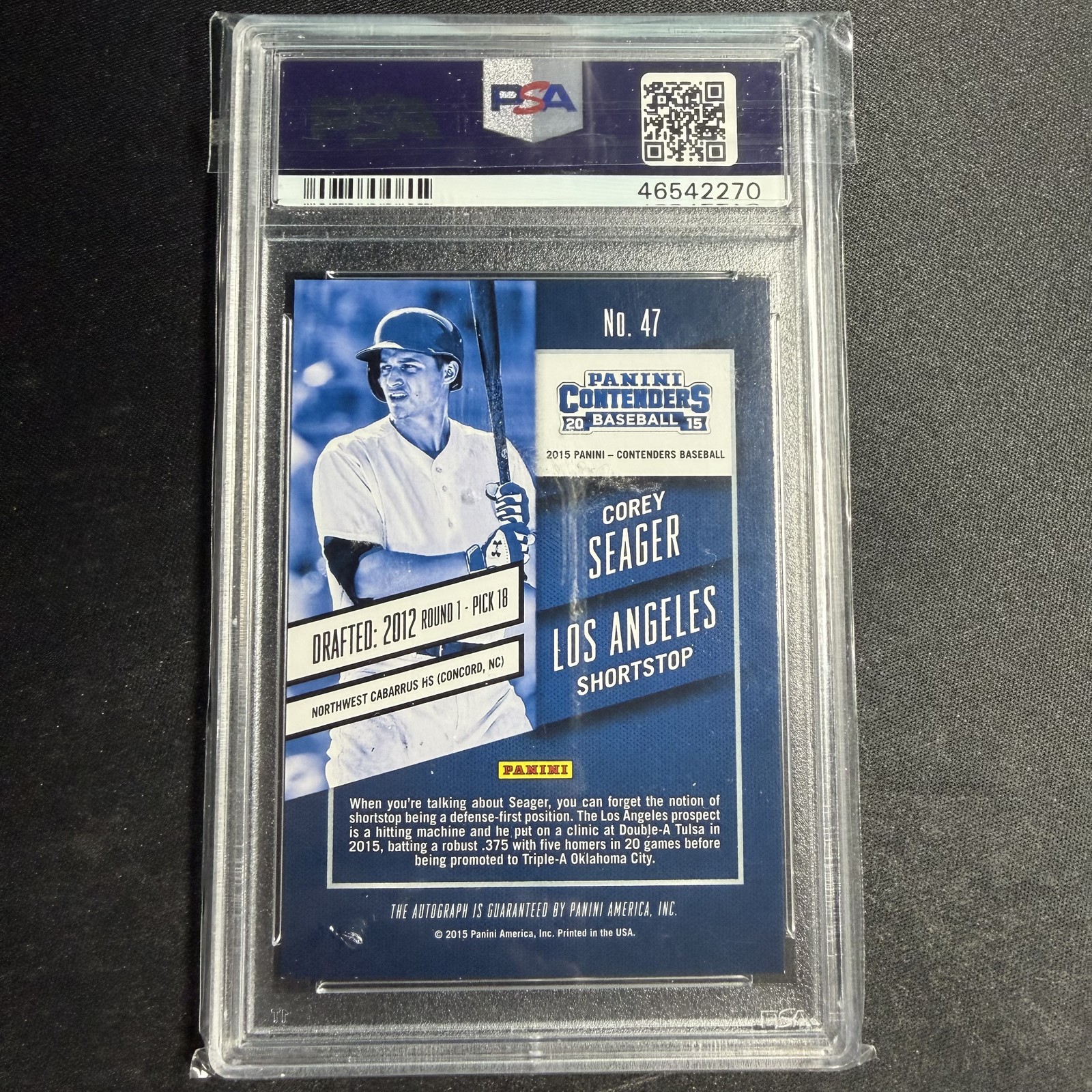 2015 Panini Contenders #47 Corey Seager Prospect Ticket Autographs PSA 7 view 2