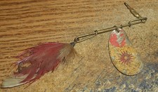 VERY EARLY PFLUEGER SUNBURST DESIGN HAMMERED KIDNEY SPINNER/VERY RARE LURE!