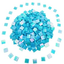 320PCS Square Iridescent Stained Glass Mosaic Tiles, 1.1LB Mosaic Tiles for D...