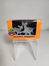 Vintage Artmark Ornaments Deer Family Clear Hand Painted Plastic Miniature Set