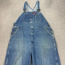 Dickies Dungarees Adult 40x28 Blue Overalls Bib Denim Work Wear Carpenter Mens