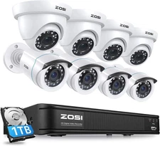 Home Security Camera System with 1080p Wired Outdoor Indoor Bullet Dome Cameras