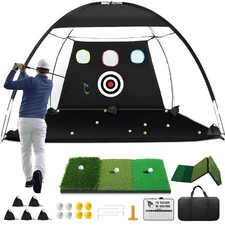 Golf Net, 10x7ft Golf Hitting Aid with Mat, Designed for Outdoor Indoor Use...