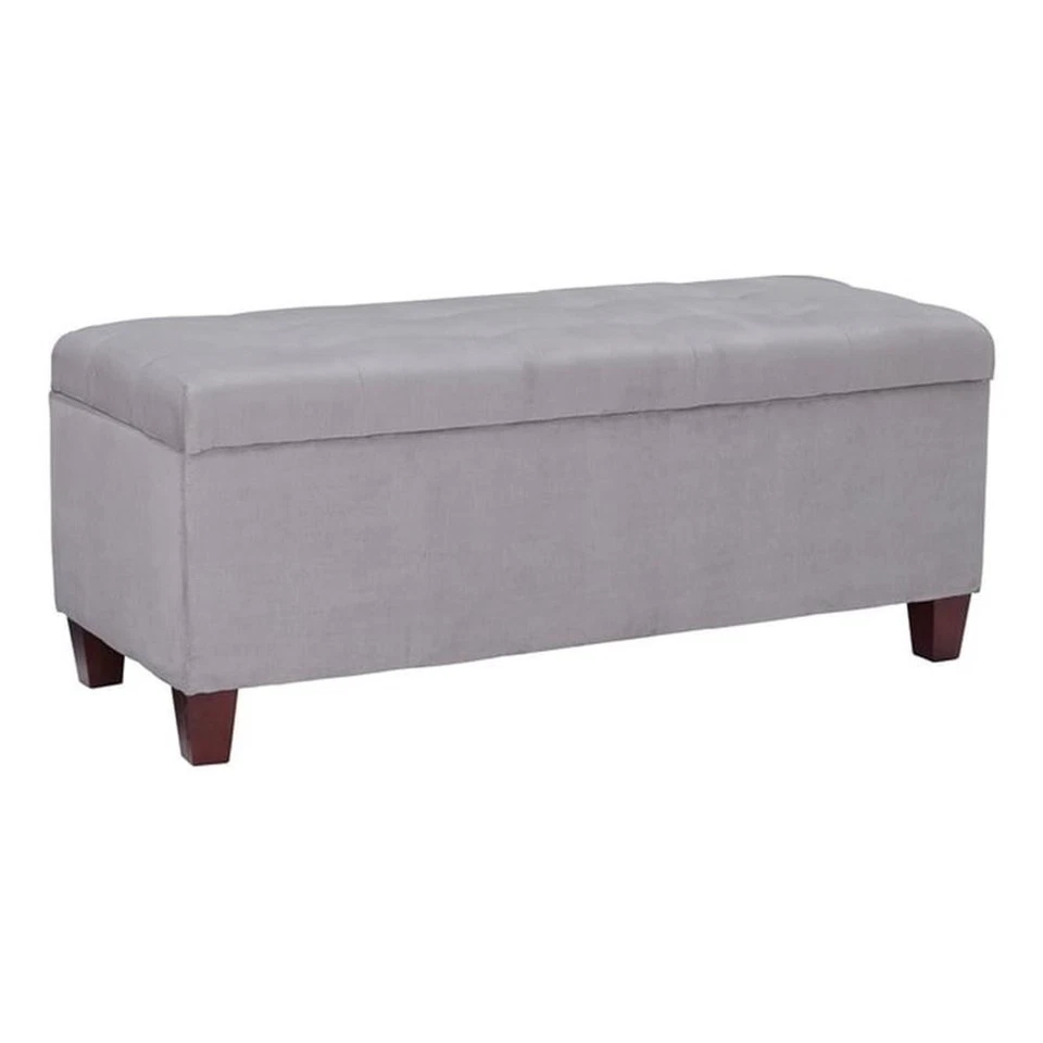 Pemberly Row Transitional Microfiber Shoe Storage Ottoman in Gray - Image 2 of 4