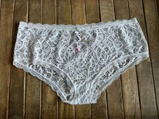 Vtg Seven ‘til Midnight XL White Lacy Sheer Hiphugger Panties