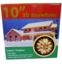 10" Round 3D Snowflake Light Up Hanging Christmas Holiday Ornament w/ 48 Lights