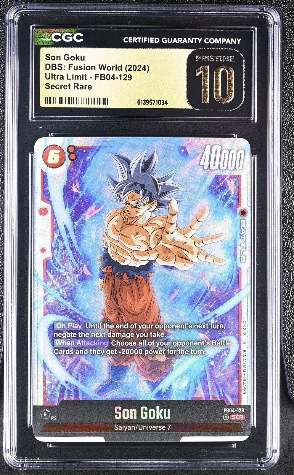 CGC Pristine 10 Son Goku FB04-129 Secret Rare Dragon Ball Super Fusion World