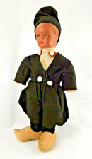Vtg Dutch Boy Doll 1930s Wood Shoes Folk Costume Cloth Body Celluloid Face 11"H