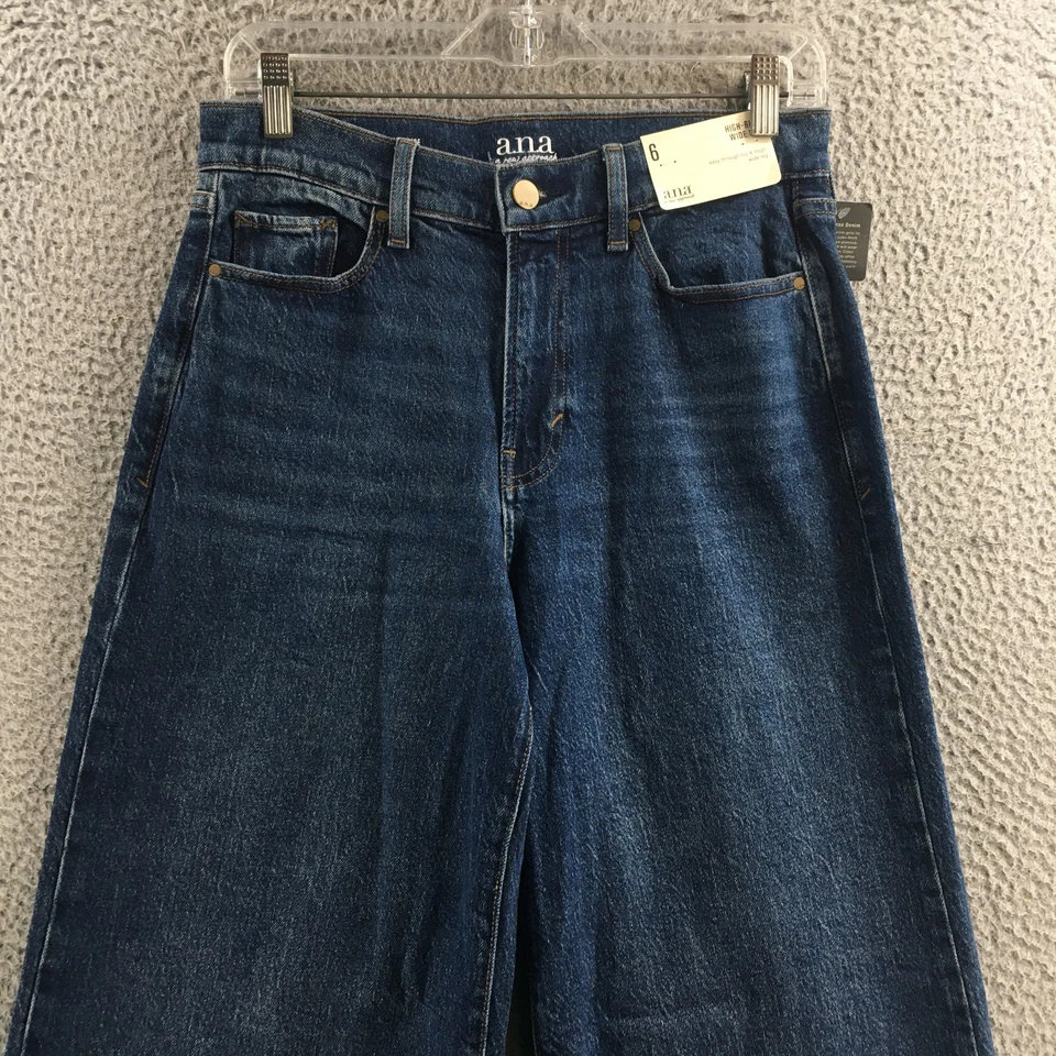 Ana A New Approach High Rise Wide-Leg Jeans Womens 6 Blue Denim Cotton Blend NEW - Image 2 of 4
