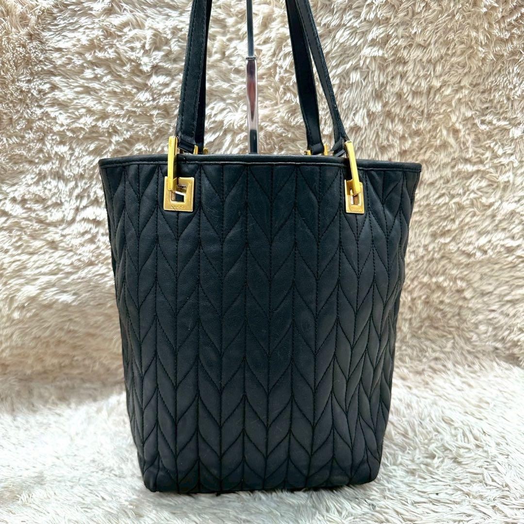 GUCCI Tote Bag Black Leather Quilted Unisex Authentic Excellent Condition thumbnail 3