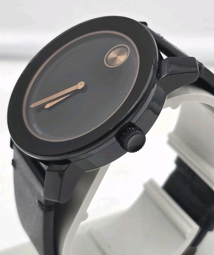 Movado Men's Watch Bold Swiss Quartz Black Dial Leather Strap MB.01.1.29.6146 - Picture 4 of 9