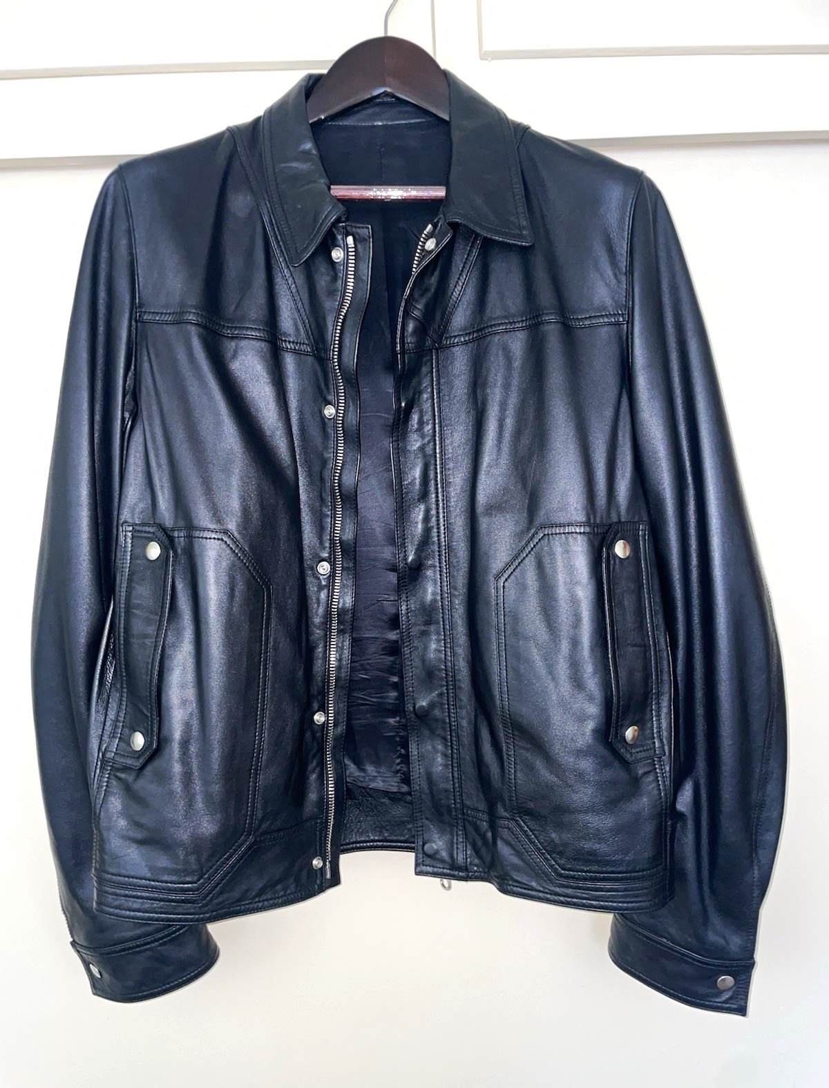 Dior Homme, Authentic Dior Homme Black Leather Blouson Jacket Size IT 52 Made In Italy