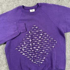 Lee Sweatshirt Medium Purple Midwieght Cotton Blend Diamond Graphic Flaw Women's
